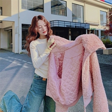 【新款】粉色夹棉羊羔毛外套2C137-8280-P195-K298，女装棉衣/棉服，2C137