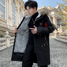 714-3-9808男款可脱卸棉衣潮加厚19棉袄长款棉服，男装棉衣，星座1404-3