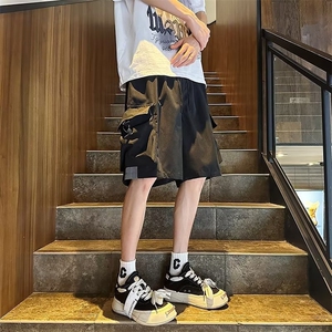 新款夏季休闲裤潮宽潮牌工装裤五分裤男D464-P30图片