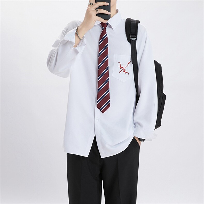 DK制服长袖衬衫男女宽松班服刺绣情侣高中毕业照校供感jk学院风,男装衬衫,星座506A