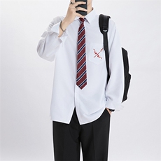 DK制服长袖衬衫男女宽松班服刺绣情侣高中毕业照校供感jk学院风，男装衬衫，星座506A