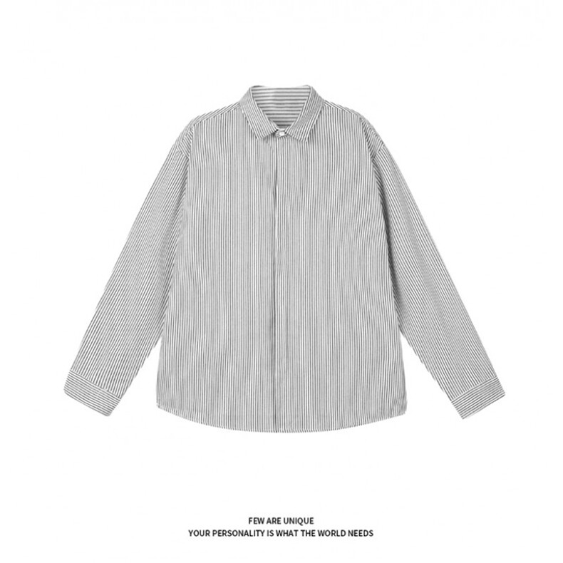 美式ins高街暗黑宽松条纹长袖衬衫SY2540-S-3XL-特P35,男装衬衫,星座417-1（原电商B245）