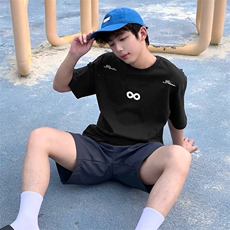万针全刺绣解构设计260克重磅双纱纯棉高品质美式高街短袖T恤特35，男装T恤，电商A486