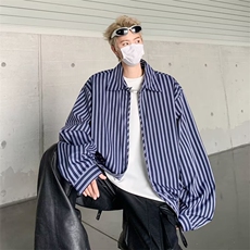 春秋新款外套竖条纹夹克原宿风潮牌休闲街头男女宽松上衣841/P64，男装夹克，星座506