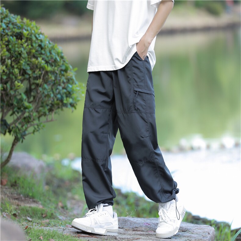 夏季军绿色防水工装冲锋裤日系高街宽松直筒休闲长裤 K7141-P33图片
