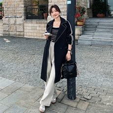 韩版撞色风衣外套女2025春秋新款时尚设计感今年流行百搭长款大衣，女装风衣，辉之琳
