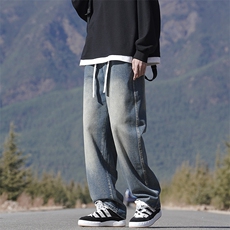 直筒男春秋季宽松美式高街休闲做旧牛仔裤XZ225-3-CK826-P55控72，男装牛仔裤，星座225-3