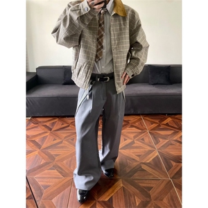 春季微喇西裤男款高级感休闲裤子cleanfit垂感弯刀西裤LX0433-P48图片