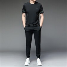 短袖T恤男潮男装联名夏季休闲圆领套装短袖透气打底衫潮，男装休闲套装，电商B212（原钱塘6029）