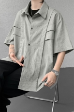 夏季时尚短袖对称假口袋打底衬衫外套时尚打底衬衫T恤短袖P45，男装T恤，电商B319
