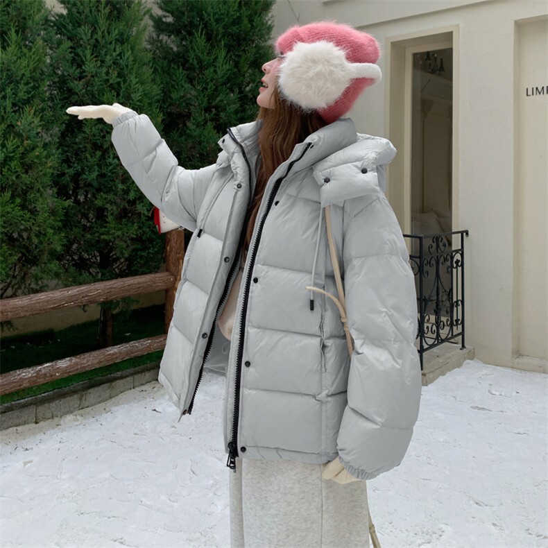 现货甜美泡芙感羽绒服外套女冬季新款韩系连帽加厚白鸭绒面包服,女装羽绒服,网红馆
