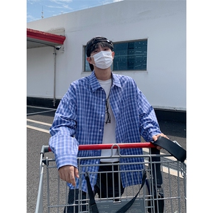 秋季新款格子衬衫男宽松休闲百搭高级感上衣C2269-特价36图片
