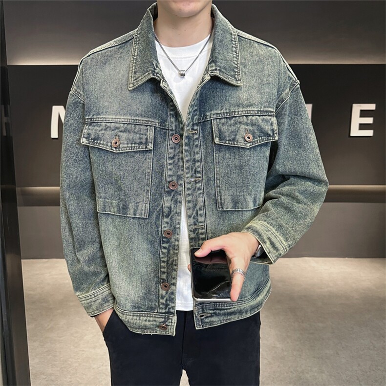 店主风2025秋季宽松版翻领水洗品质牛仔夹克男B317-JK823-P125，男装夹克，电商B317
