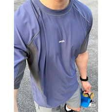 网图夏季轻薄透气凉感冰丝t恤速干短袖男女户外骑行半袖特P35，男装T恤，电商C306-1