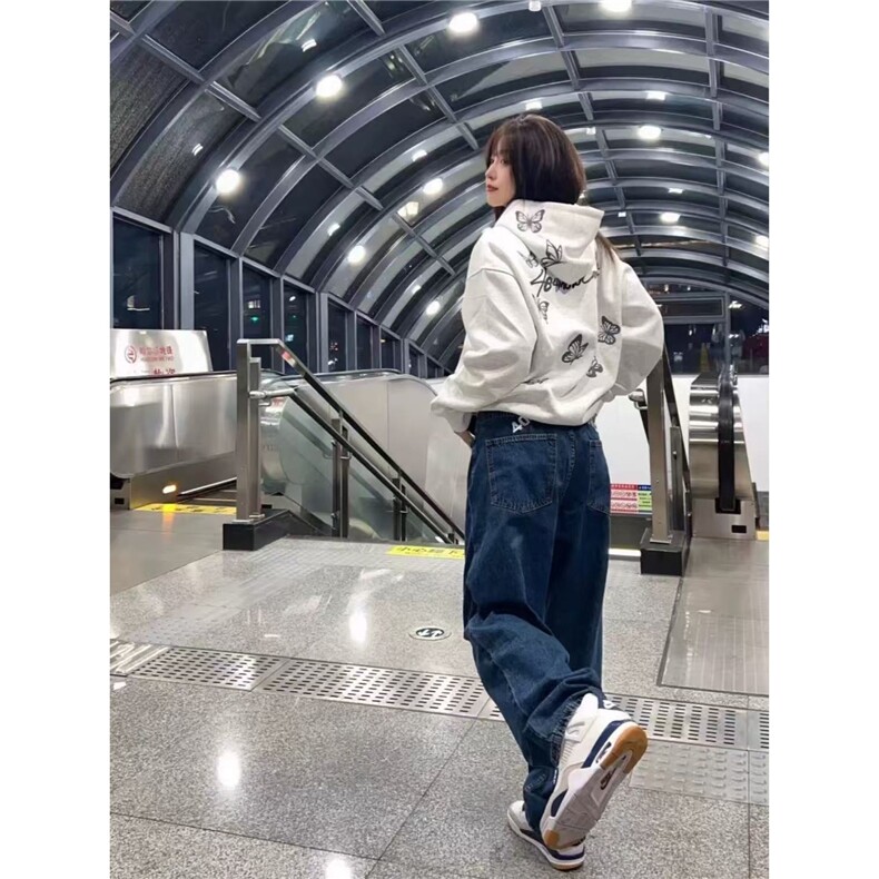 蝴蝶印花宽松版型卫衣男女连帽2026秋冬新款ins宽松外套WB493-P51,女装短外套,星座412-3