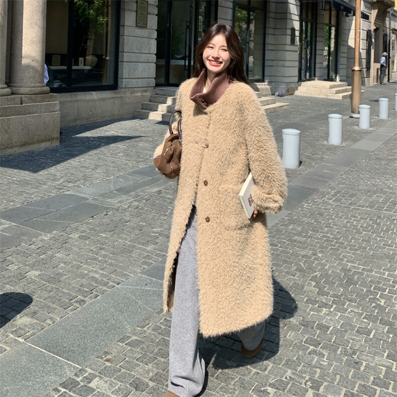 新款针织立领皮毛一体外套2C110-H9787-P265-K398,女装皮草,2C110