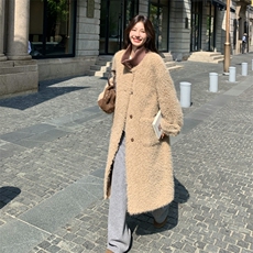 新款针织立领皮毛一体外套2C110-H9787-P265-K398，女装皮草，2C110