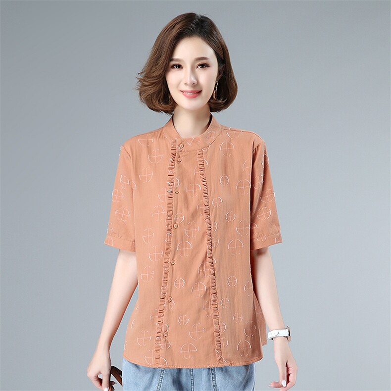 舒适时尚T恤潮流短袖2021年夏季排多扣纯色休闲，女装T恤，叶笙衣