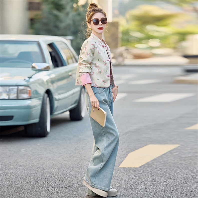 新中式重工刺绣宋锦外套女2025春装新款国风年轻款洋气显瘦上衣,女装短外套,水衣源