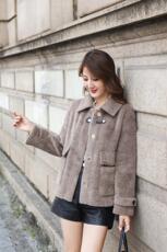 冬装新品淑女金貂咖色白色外套，其它，水锦红