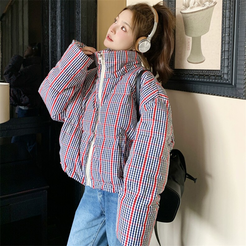 大货90白鸭绒外套红色格子羽绒服2C158-8626-P255-K358,女装羽绒服,2C158