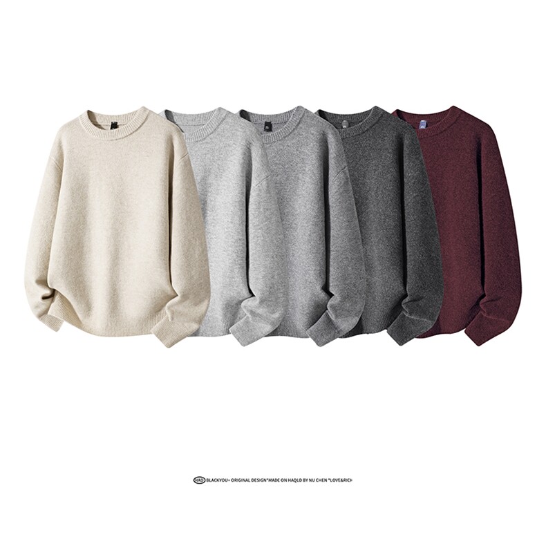 舒适宽松港风痞帅腔调毛衣复古潮搭休闲感上衣HY872TP35无差价，男装针织衫/毛衣，电商A102B