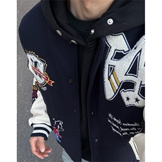 字母刺绣棒球服外套男女秋冬季新款宽松休闲百搭情侣上衣WM417，女装短外套，星座1116A（原606A-3）