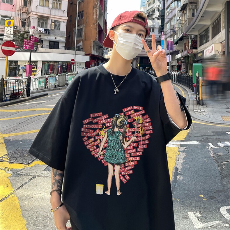 欧美式 小女孩创意印花短袖t恤夏高克重半袖体恤XZ514-2-1300-P28图片