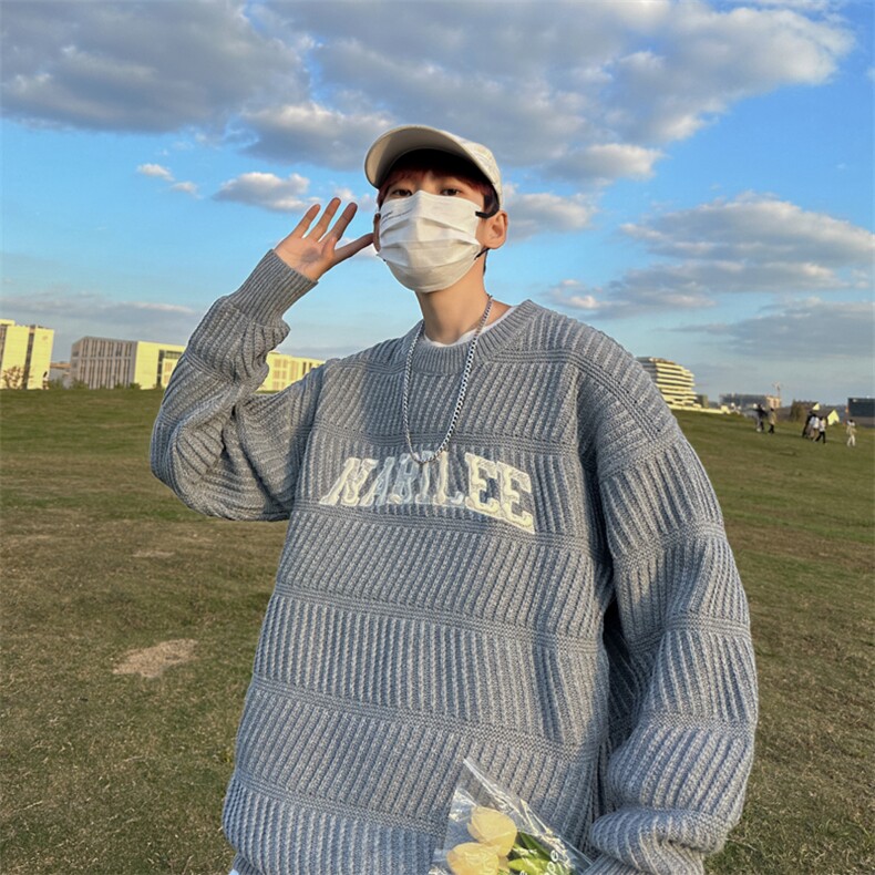 美式复古圆领套头情侣毛衣潮牌宽松休闲针织衫MY0727-P48,男装针织衫/毛衣,星座308B-1