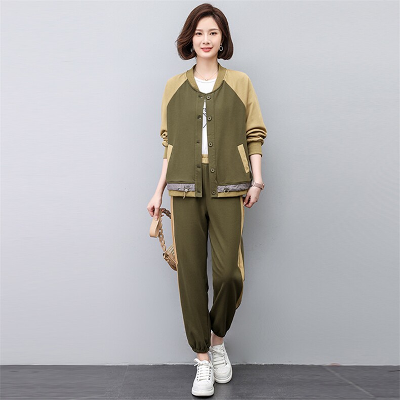 时尚休闲套装女春秋新款宽松显瘦运动服两件套百搭舒适家居服,女装套装/套裙,悦见她