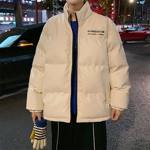 pu皮棉服男新款痞帅时尚羽绒棉衣ins潮牌宽松冬装棉袄男士外套图片