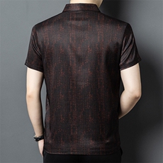 夏季男真丝POLO衫短袖T恤衫衣丝绸缎顺滑凉快高级上衣男装，男装Polo衫，钱塘6003（原4033）