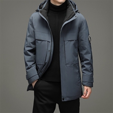 21冬季新款羽绒服男士中长款连帽宽松休闲羽绒外套SNDAF3313-P285，男装羽绒服，电商B212（原钱塘6029）