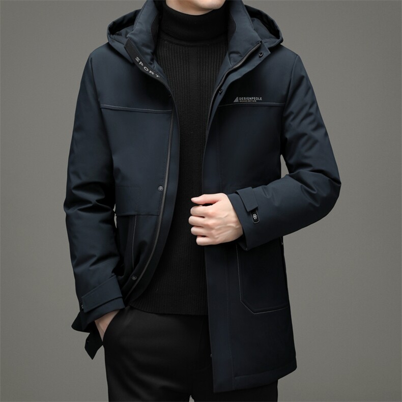 男装上衣厚款保暖连帽羽绒服中长款男士外套休闲冬季ZG2916-P360图片
