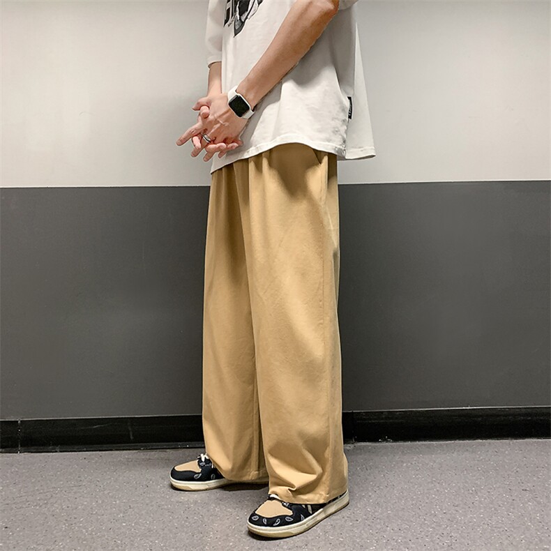 夏季港风ins网红休闲裤男直筒宽松坠感阔腿韩版潮流九分裤k42-p35图片