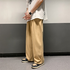夏季港风ins网红休闲裤男直筒宽松坠感阔腿韩版潮流九分裤k42-p35图片