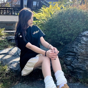 万针全刺绣工艺抖音得物高品质260克重磅纯棉双纱美式高街短袖T恤图片