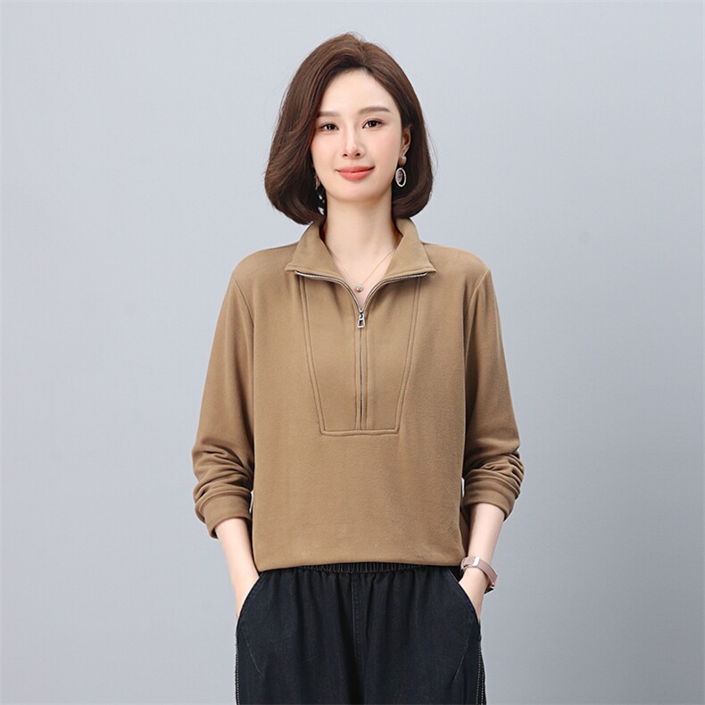 时尚女装立领拉链卫衣显瘦修身长袖打底衫,女装卫衣/绒衫,叶笙衣