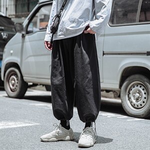 2021秋季新大码男港风外景日系复古抽绳束脚九分休闲裤K2016-P35图片