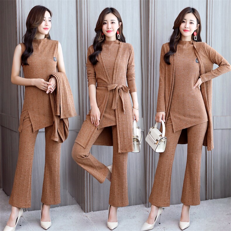 蝴蝶结潮流拼接气质休闲时尚纯色阔腿裤无袖，女装套装/套裙，安之芮娜