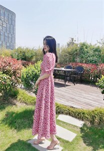 现货韩版碎花连衣裙,女装连衣裙,YO\VLF雅洛菲