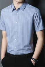 夏季新款2022中年男士短袖衬衫休闲免烫爸爸装衬衣上衣，男装衬衫，电商B212（原钱塘6029）