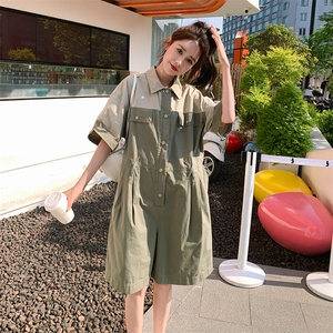 拼接撞色连体裤女夏季新款休闲显瘦工装阔腿连衣裤82337P115-K168图片