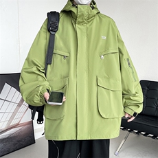 工装潮户外刺绣情侣款夹克春季冲锋衣男连帽外套A266-JK8019-P55，男装夹克，电商A266