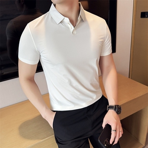 2025夏季短袖华夫格无痕冰丝V领短袖Polo衫739-P68