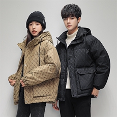 2025冬季新短款加厚外套牌潮同款阔版翻领港风羽绒服男H201-P160，男装羽绒服，星座1210B