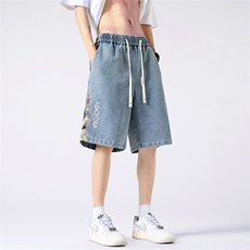 牛仔短裤男夏季港风高街水洗拼接五分裤子潮流insXD22963-P45，男装牛仔裤，电商A042