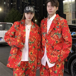 RS1网红同款高质量大码单上衣西装西服婚庆表演出团队服新中式潮图片
