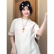 抖音得物二开240克宽松纯棉美式高街夜光反光工艺辑线短袖T恤，男装T恤，电商A486-1