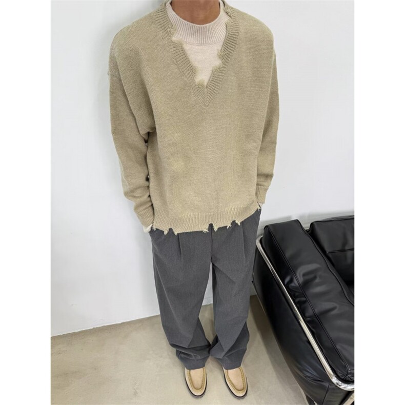 毛针织衫男士秋季韩系潮流慵懒风套头毛衣宽松圆领上衣MY7701,男装针织衫/毛衣,星座516A